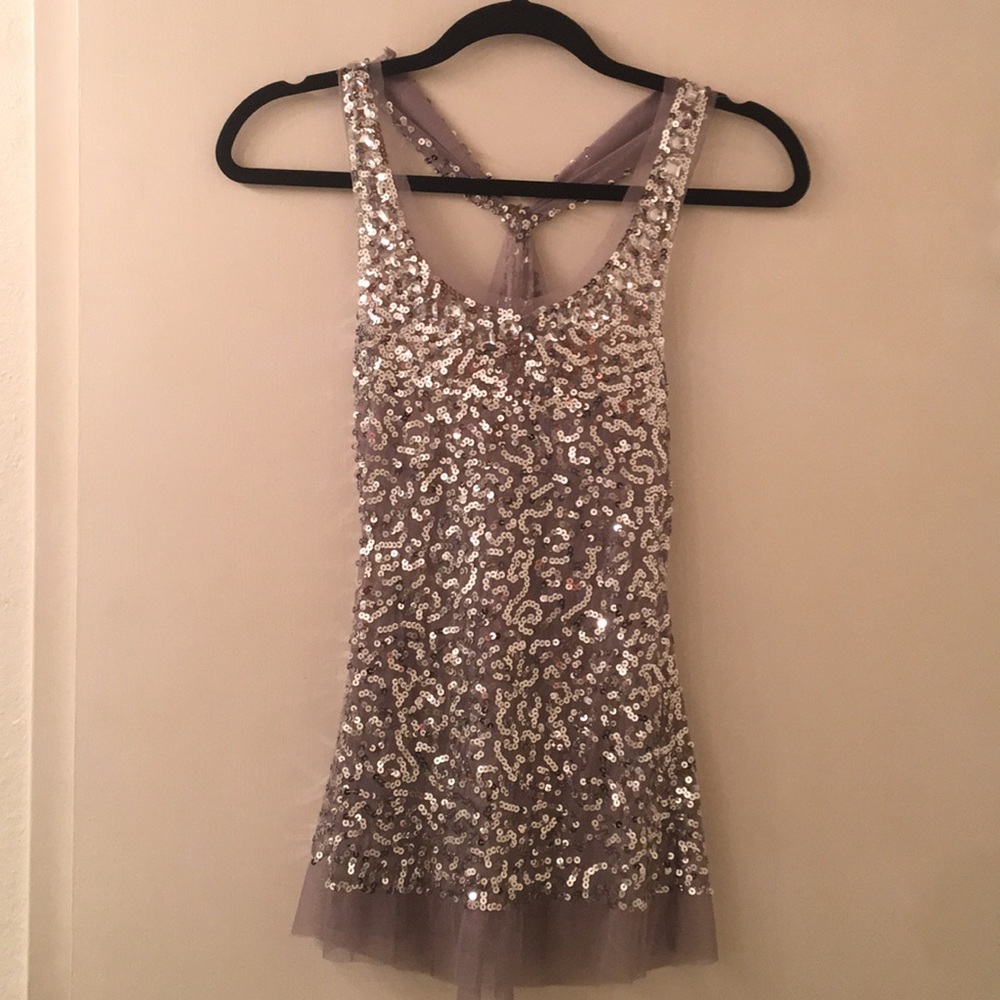 NWOT Shear sequins top